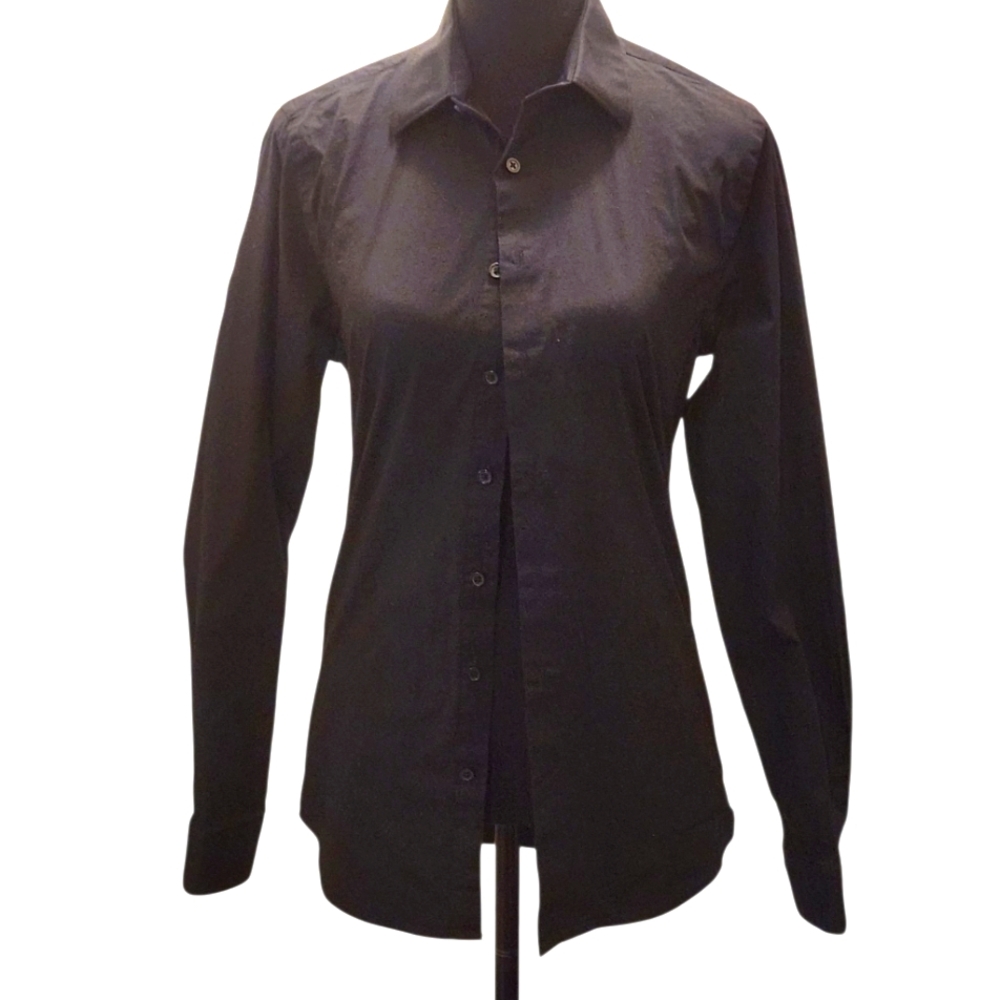 Extra Slim Express 1MX Stretxh Cotton XS Black Long Sleeve Button Down Shirt